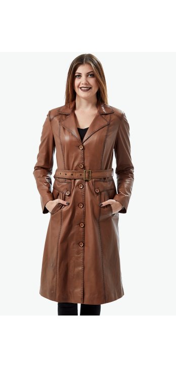 Верхнее пальто с кожаным коричневым окрашиванием